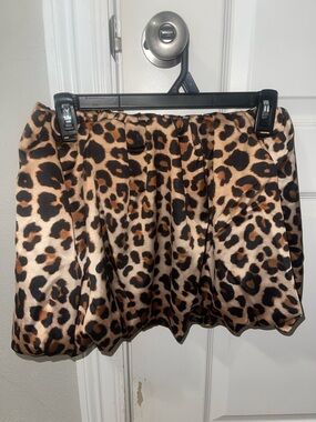 Fashion Nova Leopard Bubble Skirt in Tan and Black